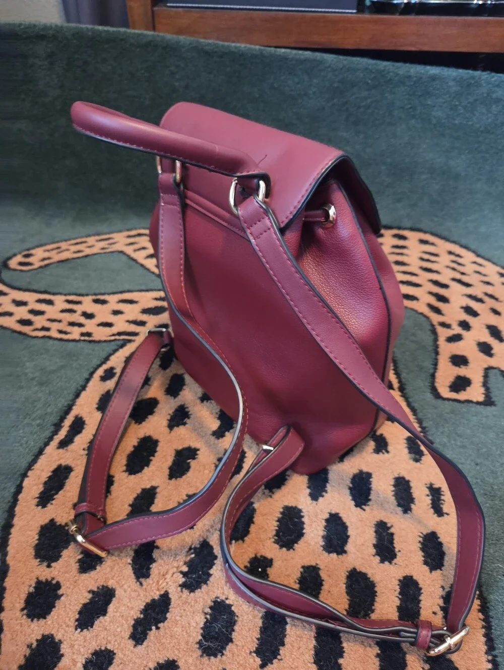 Women's Burgundy Faux Leather Backpack Purse